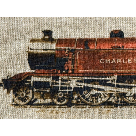 POTTERY BARN 16”x26” Cream/Rust Train 100% Cotton Lumbar Pillow Cover EUC - RARE - Picture 4 of 11